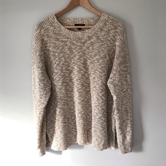 J. Crew Sweaters - J. Crew Loose Fit Cotton Linen Tan White Sweater